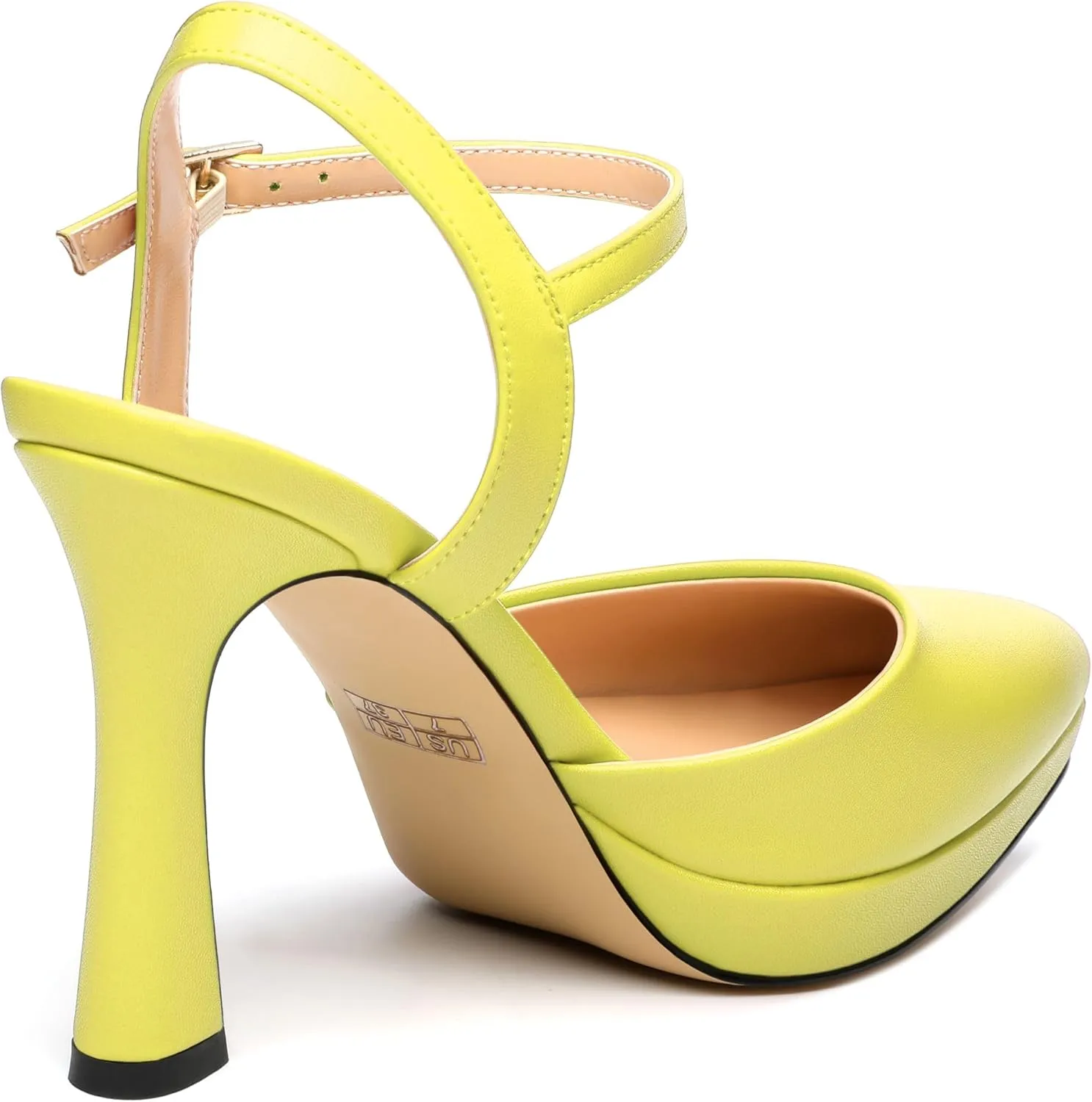 Womens Platform High Heels Pointed Toe Ankle Strap Buckle Stiletto High Heel Pumps Party Evening Dress Shoes 4 Inch