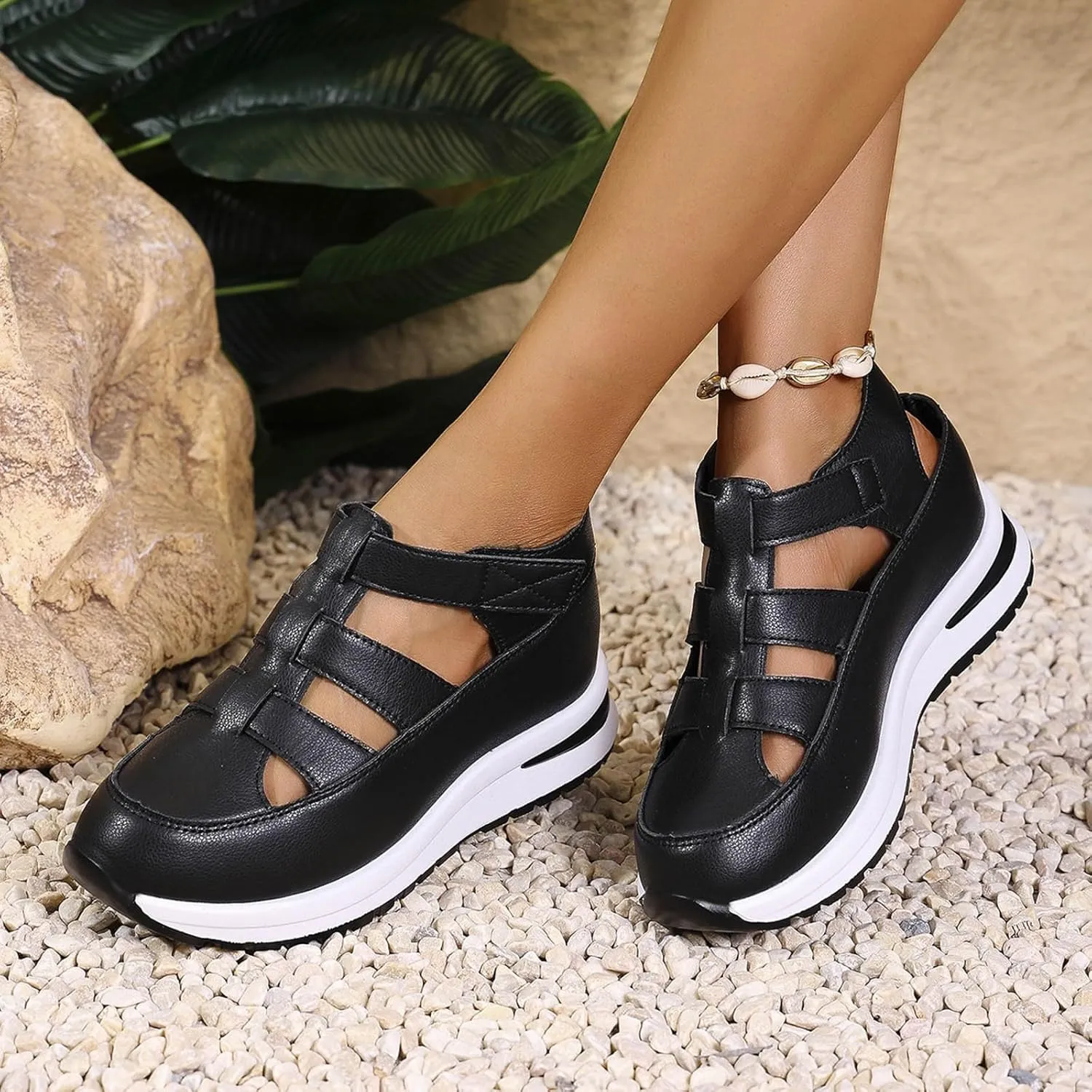 Women's Platform Sandals with Closed Toe Sandals Women Comfortable Walking Sandals Women, Hollow Ankle Strap Wedge Design for Summer, Beach, Hiking & Casual Wear 2025