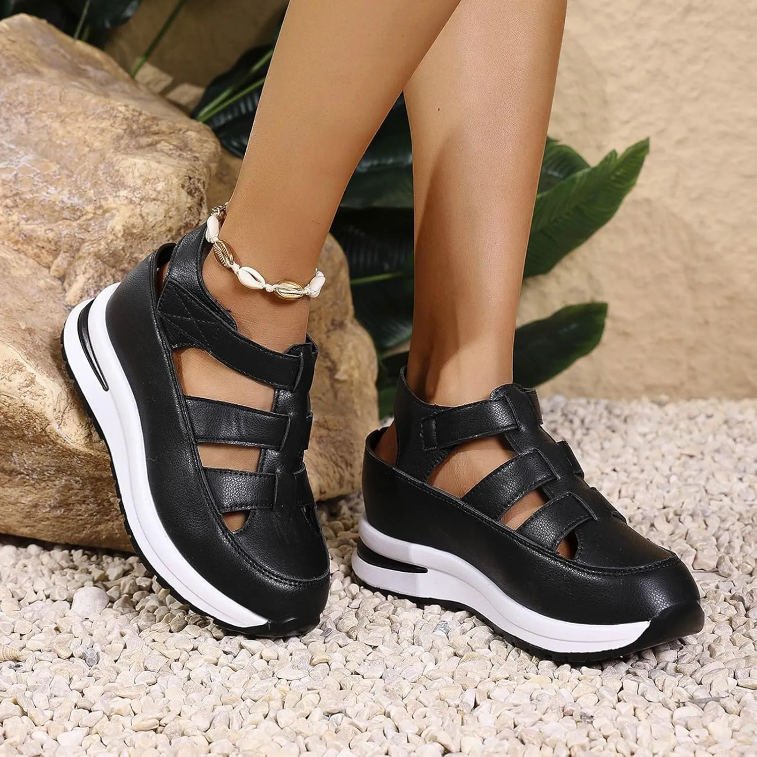 Women's Platform Sandals with Closed Toe Sandals Women Comfortable Walking Sandals Women, Hollow Ankle Strap Wedge Design for Summer, Beach, Hiking & Casual Wear 2025