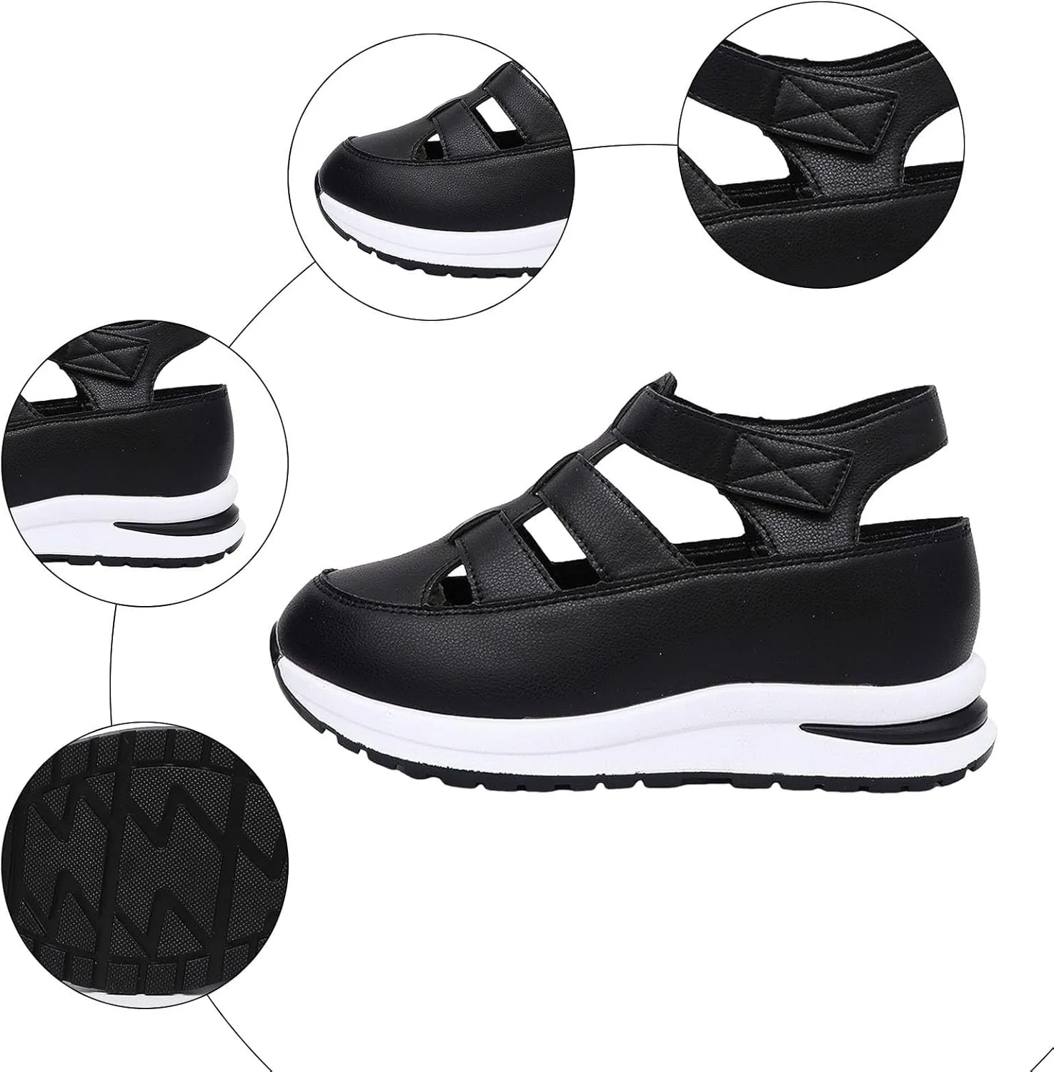 Women's Platform Sandals with Closed Toe Sandals Women Comfortable Walking Sandals Women, Hollow Ankle Strap Wedge Design for Summer, Beach, Hiking & Casual Wear 2025