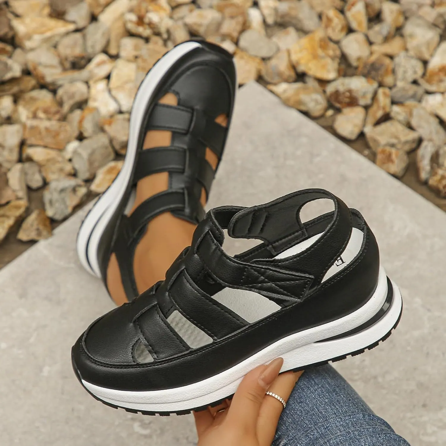 Women's Platform Sandals with Closed Toe Sandals Women Comfortable Walking Sandals Women, Hollow Ankle Strap Wedge Design for Summer, Beach, Hiking & Casual Wear 2025