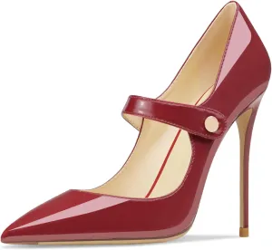 Womens Pointed-Toe Bag-Toe Ankle Strap 4.7 in High Heels Pumps Party Nightclub Wedding Daily Wild Shoes