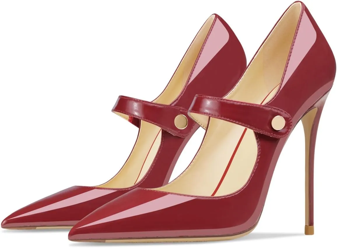 Womens Pointed-Toe Bag-Toe Ankle Strap 4.7 in High Heels Pumps Party Nightclub Wedding Daily Wild Shoes