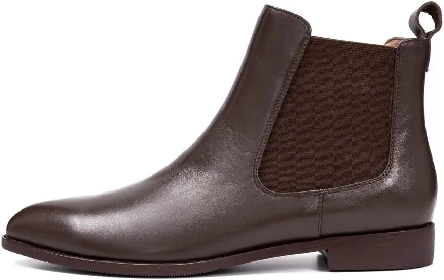 Women's Pointed Toe Leather Chelsea Boots