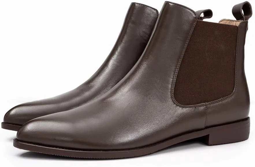 Women's Pointed Toe Leather Chelsea Boots