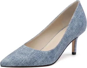 Women's Pumps, Pointed Closed Toe Black Gold Kitten Heels for Women, Comfortable 2 Inch Mid Heel Women's Dress Shoes