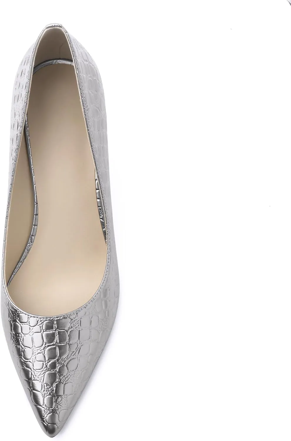 Women's Pumps, Pointed Closed Toe Black Gold Kitten Heels for Women, Comfortable 2 Inch Mid Heel Women's Dress Shoes