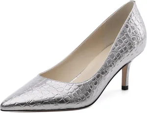 Women's Pumps, Pointed Closed Toe Black Gold Kitten Heels for Women, Comfortable 2 Inch Mid Heel Women's Dress Shoes