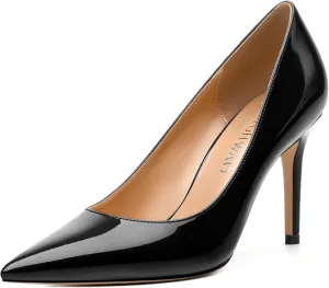 Women's Pumps, Pointed Toe Slip On High Heels, Fashion Solid Patent High Heel Shoes for Women
