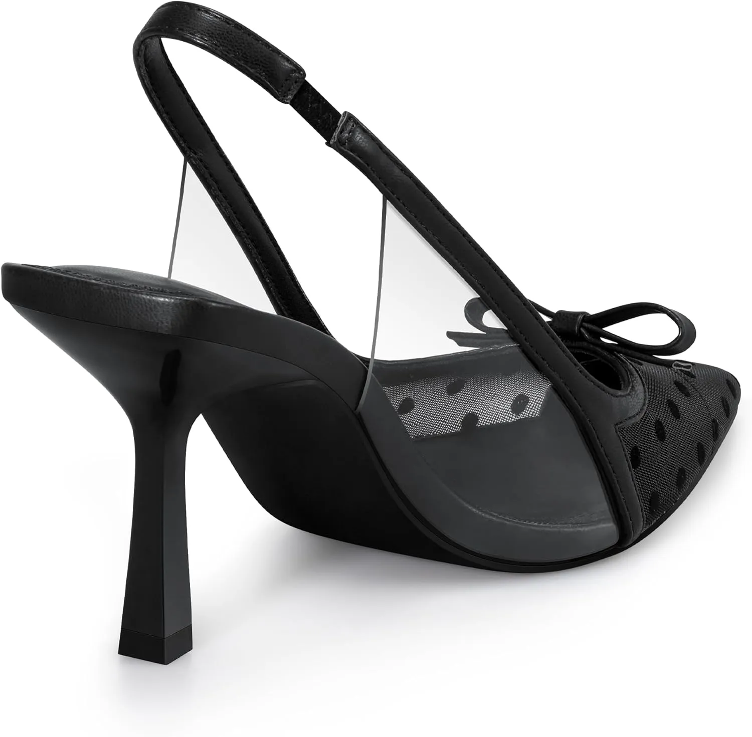 Women's Pumps with Bow Slingback Heels for Women 3.2 Inch Stiletto Pointed Toe Heels Closed Toe Wedding Party Dress Mesh Pumps Shoes