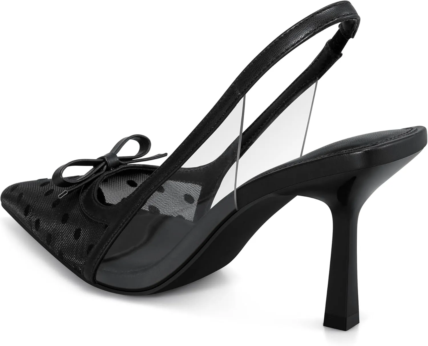 Women's Pumps with Bow Slingback Heels for Women 3.2 Inch Stiletto Pointed Toe Heels Closed Toe Wedding Party Dress Mesh Pumps Shoes