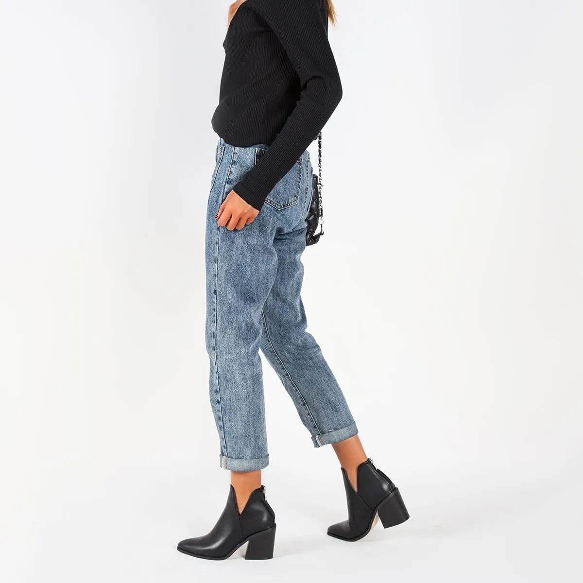 Women's Retro Elastic Chelsea Ankle Boots Chunky Heel Pointed Toe Fall Winter Booties Faux Leather Zipper Short Boot Party Work Jeans Dress Shoes