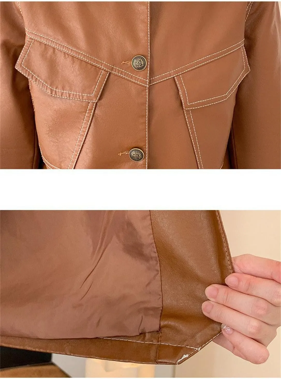 Women's Retro Faux Leather Shirt Jackets Cropped Button Down Western Shackets Country Concert Outfits Lapel Coats