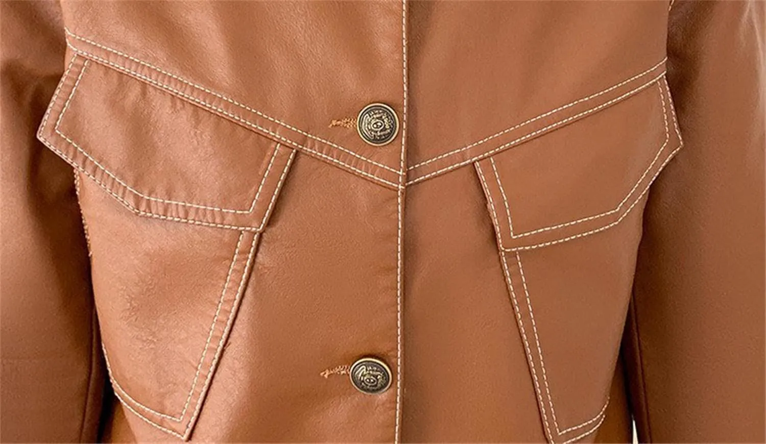 Women's Retro Faux Leather Shirt Jackets Cropped Button Down Western Shackets Country Concert Outfits Lapel Coats