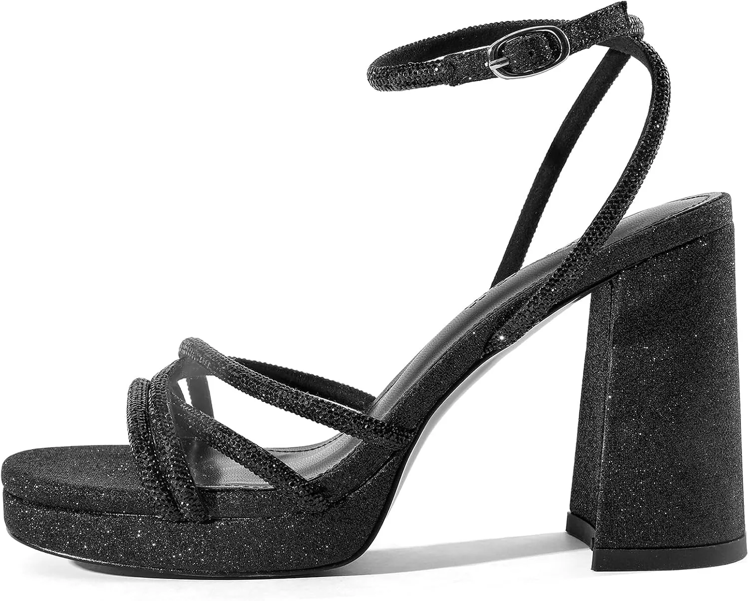 Women's Rhinestone High Heel Sandals Ankle Strap Crystal Heels for Women Open Toe Heels Wedding Party Dress Pumps Sandals