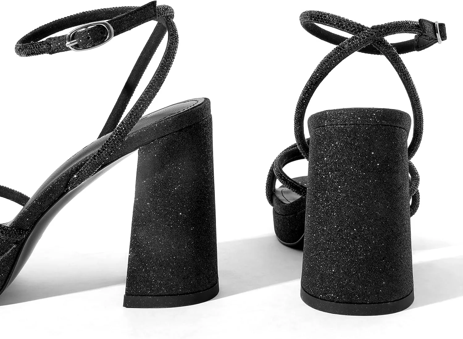 Women's Rhinestone High Heel Sandals Ankle Strap Crystal Heels for Women Open Toe Heels Wedding Party Dress Pumps Sandals