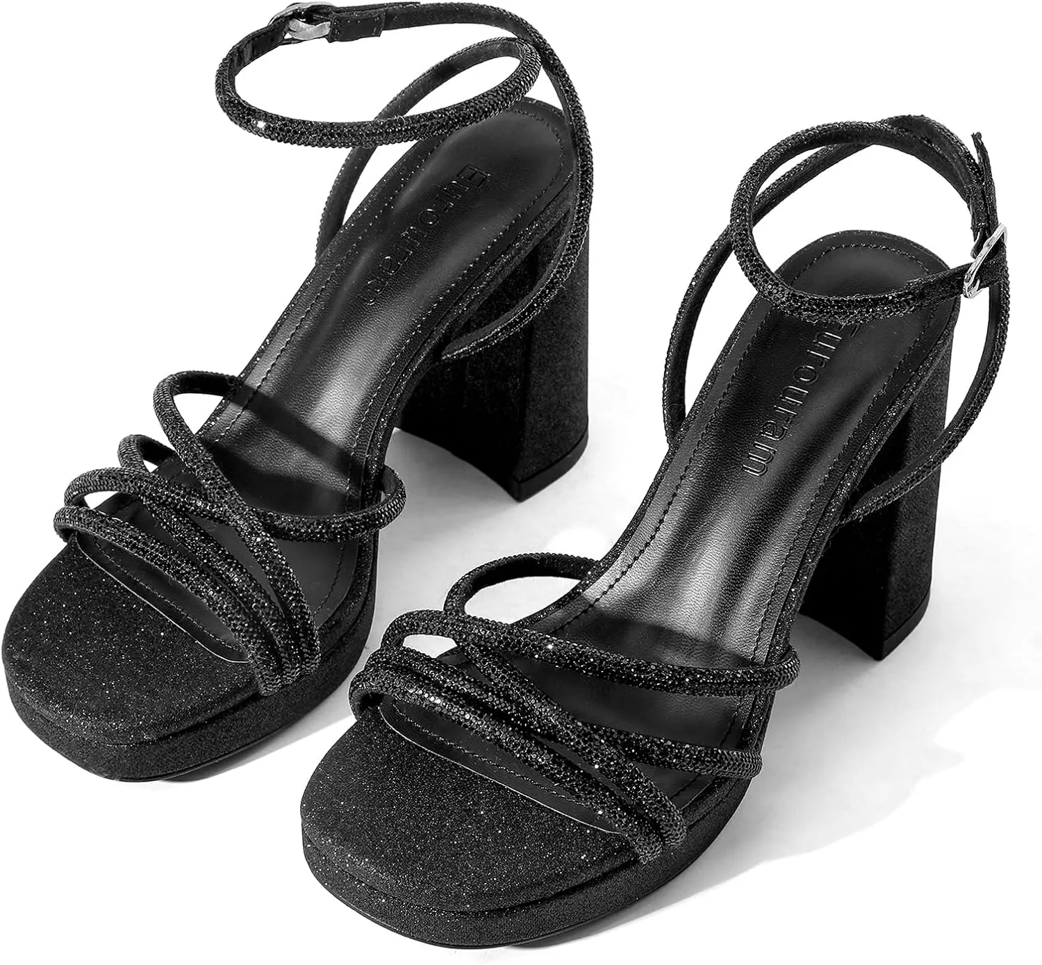 Women's Rhinestone High Heel Sandals Ankle Strap Crystal Heels for Women Open Toe Heels Wedding Party Dress Pumps Sandals