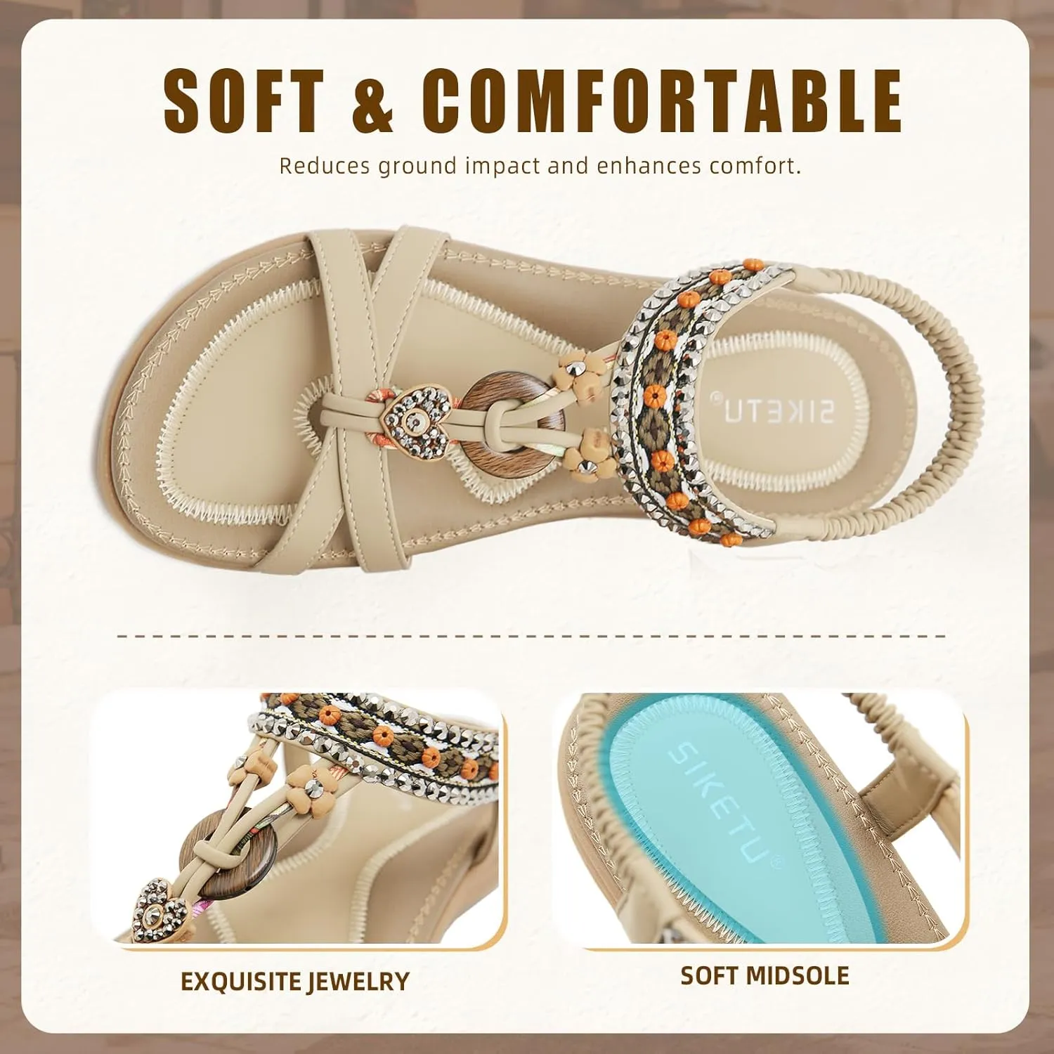 Womens Sandals Comfortable Dressy with Elastic Ankle Strap