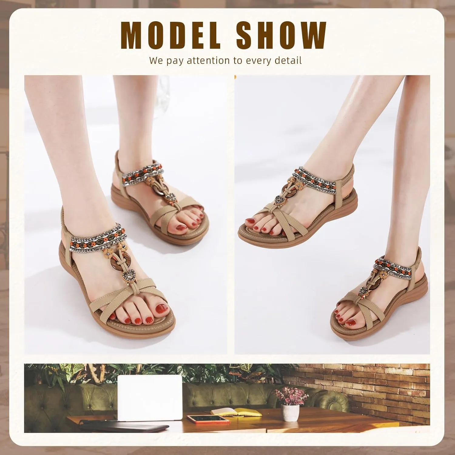 Womens Sandals Comfortable Dressy with Elastic Ankle Strap