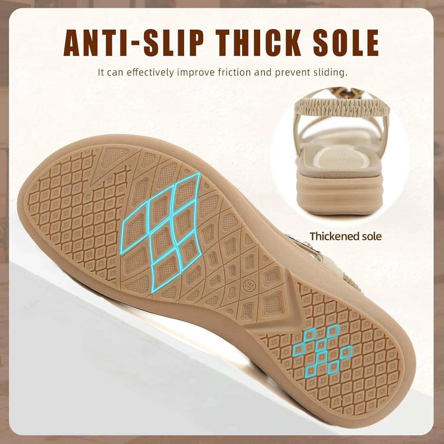 Womens Sandals Comfortable Dressy with Elastic Ankle Strap