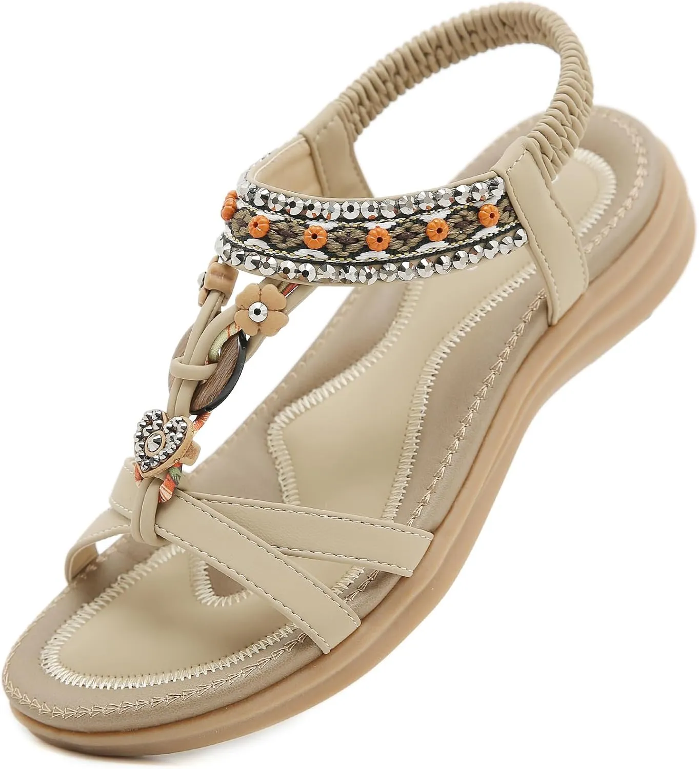 Womens Sandals Comfortable Dressy with Elastic Ankle Strap