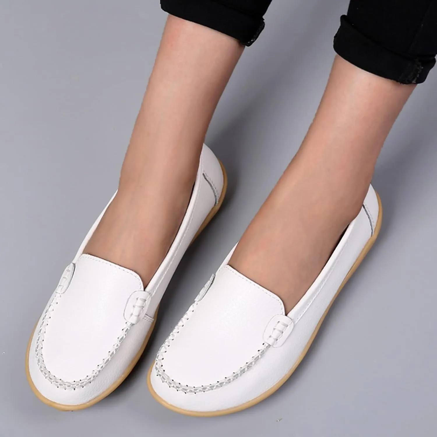 Womens Sandals Dressy Closed Toe Sandals Women Lug Sole Flat Loafer Shoes Slip On Summer Flats Shoes For Daily Work