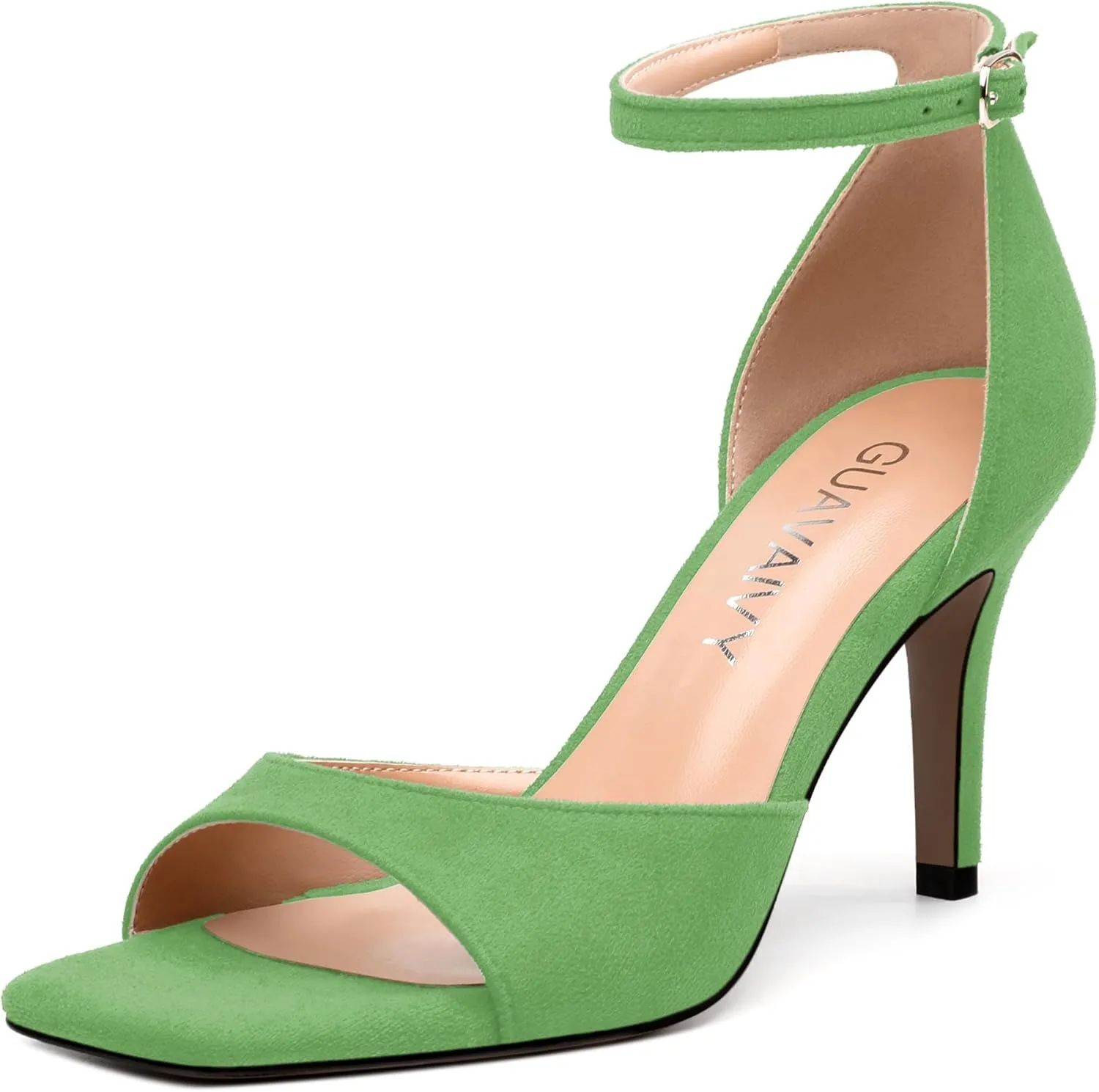 Women's Sandals, High Stilettos Open Square Toe, Ankle Strap Solid Fashion Dress Shoes, Wedding Party Working Heeled Sandals