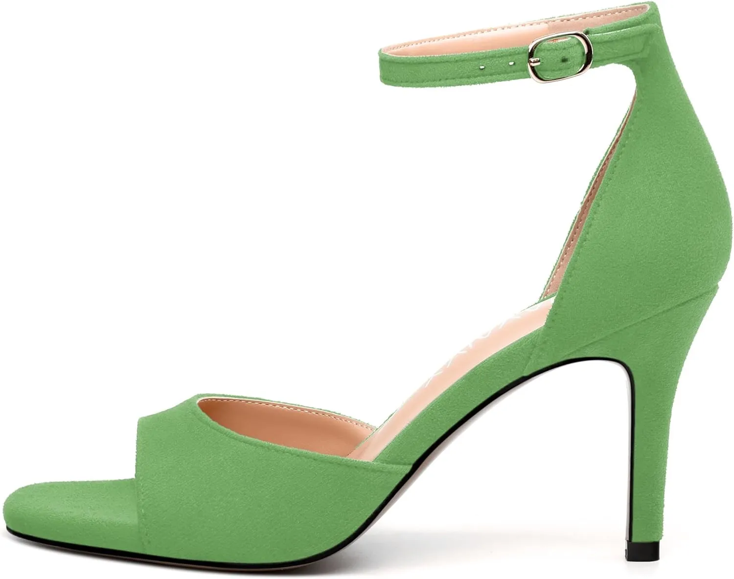 Women's Sandals, High Stilettos Open Square Toe, Ankle Strap Solid Fashion Dress Shoes, Wedding Party Working Heeled Sandals