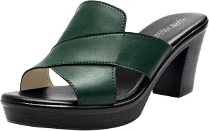 Women's Sandals Round Open Toe Block Heel Pumps Chunky Heel Sandal Fish Mouth Slingback Mules Slip On Slipper