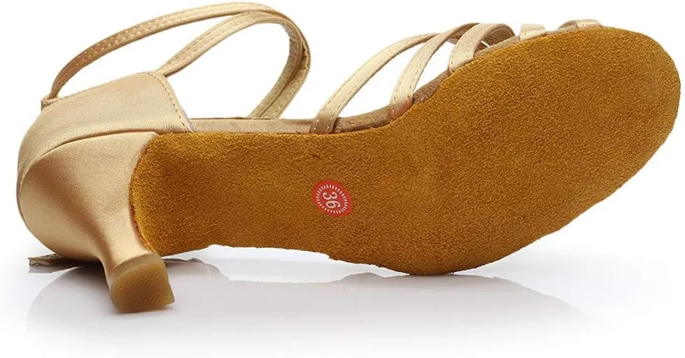 Women's Satin Latin Dance Shoes Open Toe Sandals For Women Dressy Summer Ballroom Salsa Practice Performance Dancing Shoes