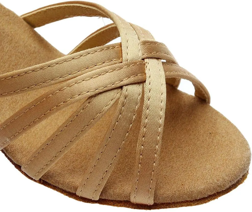 Women's Satin Latin Dance Shoes Open Toe Sandals For Women Dressy Summer Ballroom Salsa Practice Performance Dancing Shoes