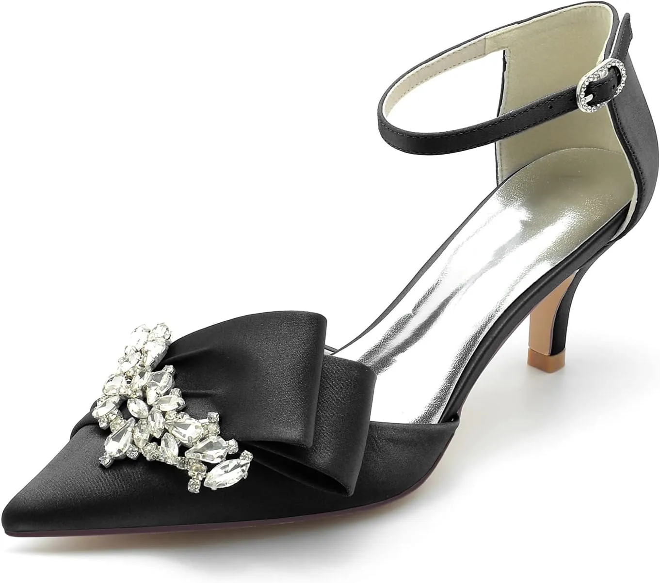 Women's Satin Wedding Heels Bridal Shoes Pointed Toe Wedding Pumps