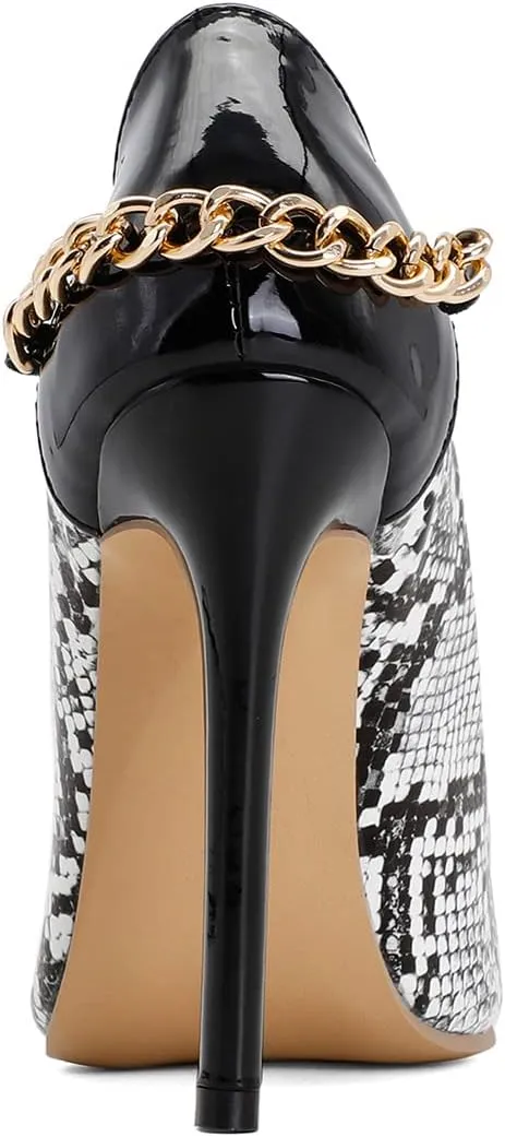 Women's Sexy Snakeskin Pointed Stiletto Closed Toe High Heels Shoes for Women Slip on Dress Casual Pumps