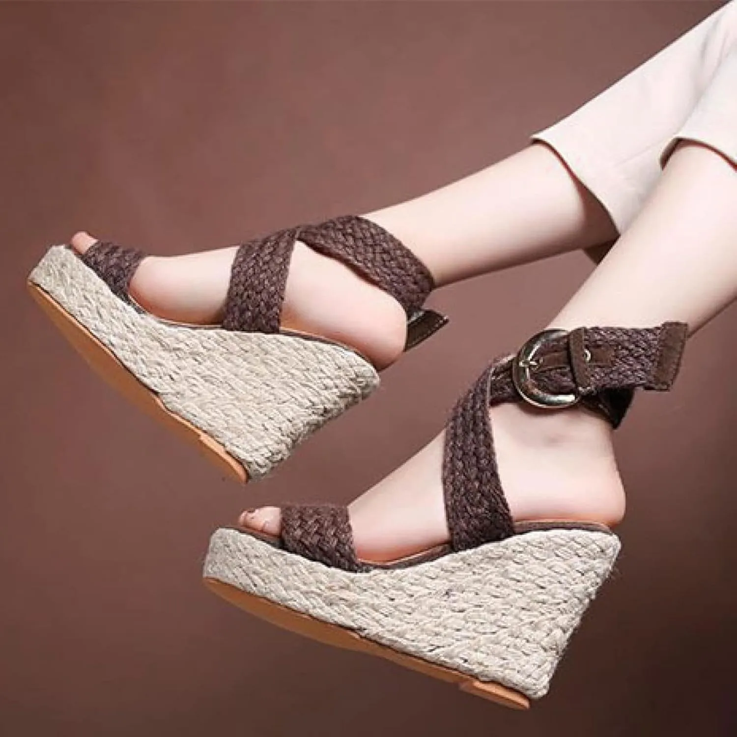 Women's Slope Heel Thick Soled Sandals Summer Casual High Heels Slippers