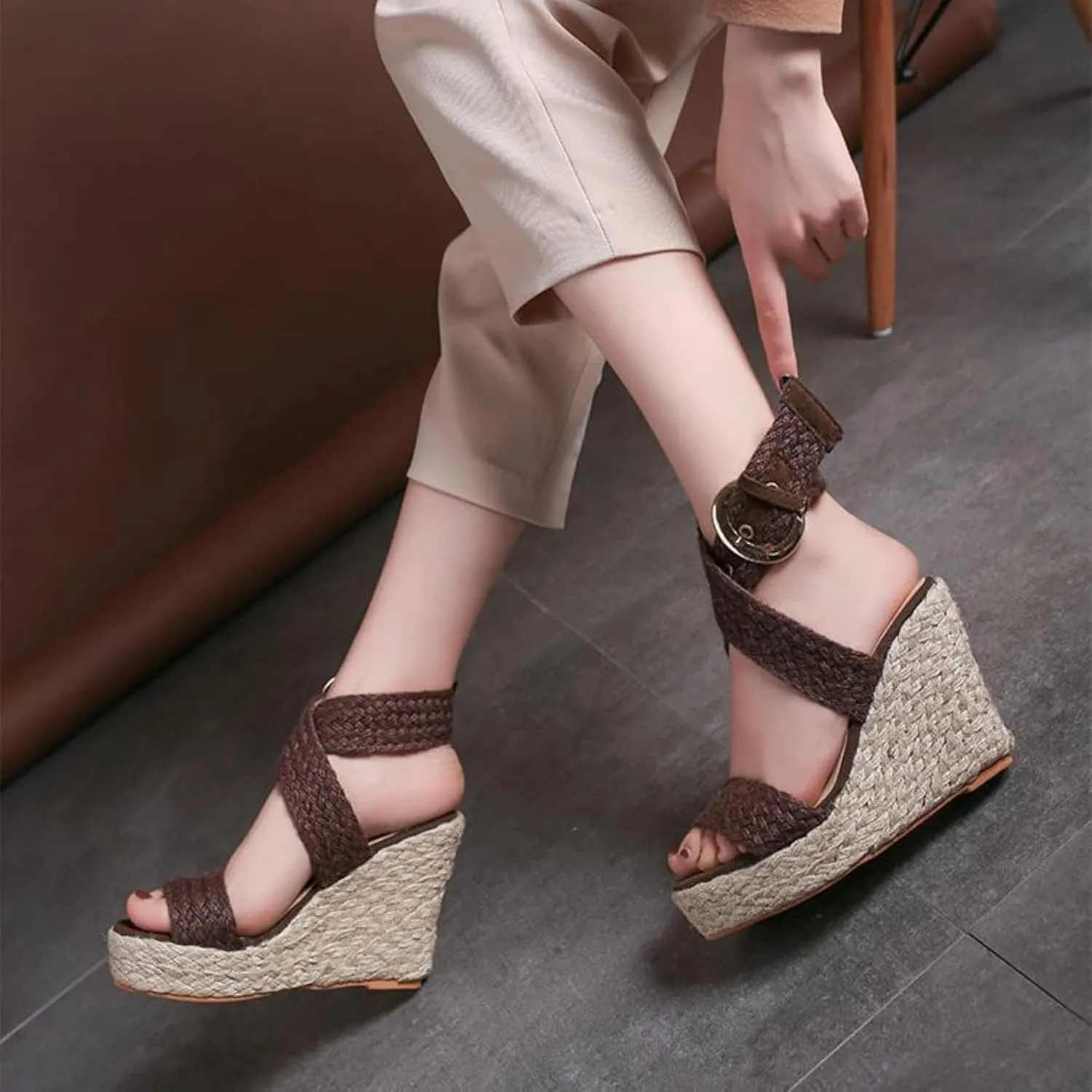 Women's Slope Heel Thick Soled Sandals Summer Casual High Heels Slippers