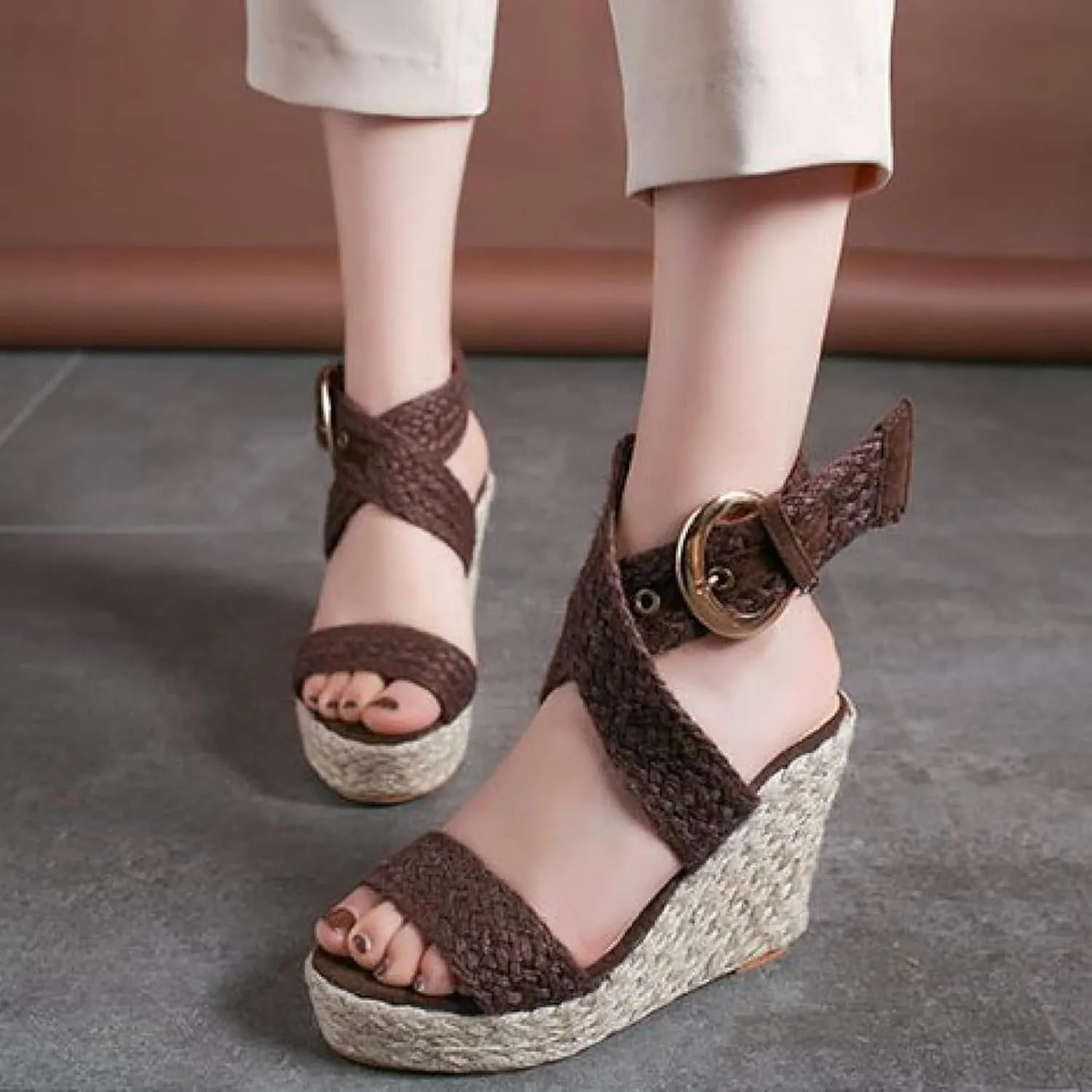 Women's Slope Heel Thick Soled Sandals Summer Casual High Heels Slippers
