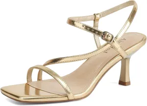 Womens Strappy Heels Kitten Low Heeled Sandals Square Open Toe Ankle Strap Party Wedding Dress Shoes