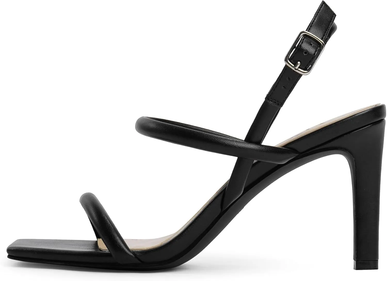 Womens Strappy Sandals Open Toe Ankle Strap Heeled Sandals Square Toe High Heels for Women