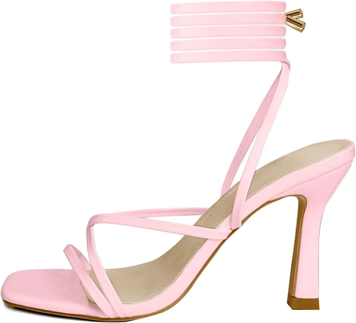 Women’s Strappy Stiletto High Heeled Square Toe Sandals