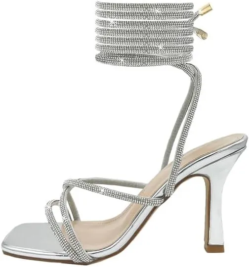 Women’s Strappy Stiletto High Heeled Square Toe Sandals