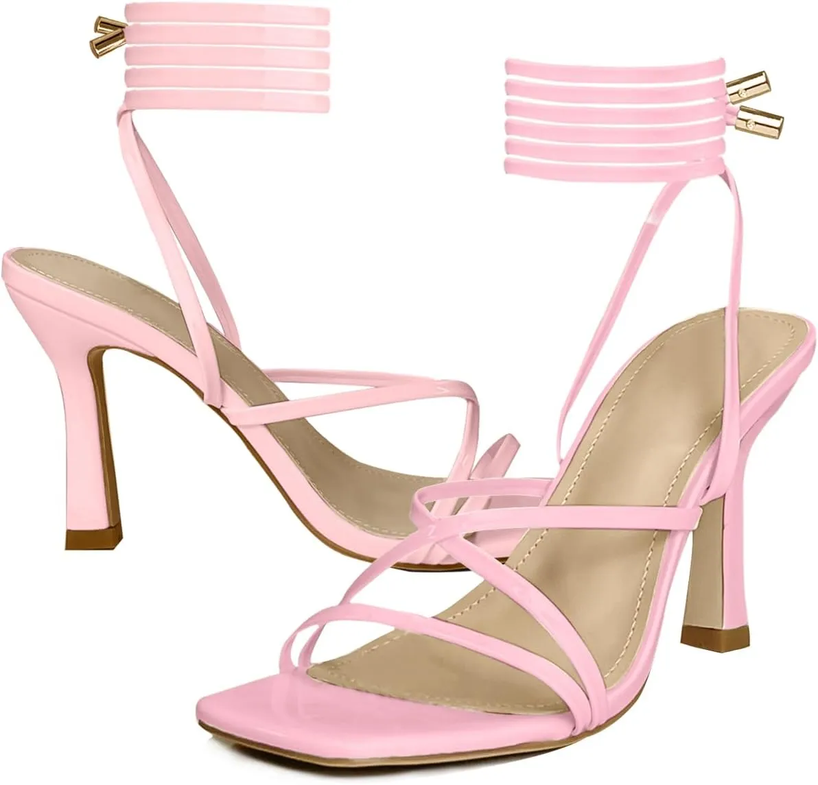 Women’s Strappy Stiletto High Heeled Square Toe Sandals