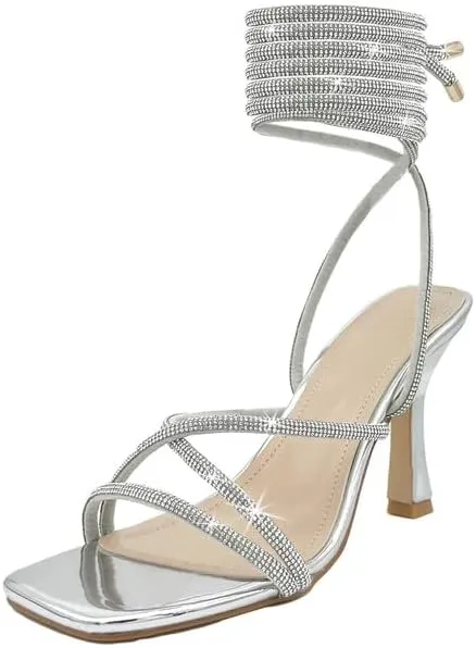 Women’s Strappy Stiletto High Heeled Square Toe Sandals