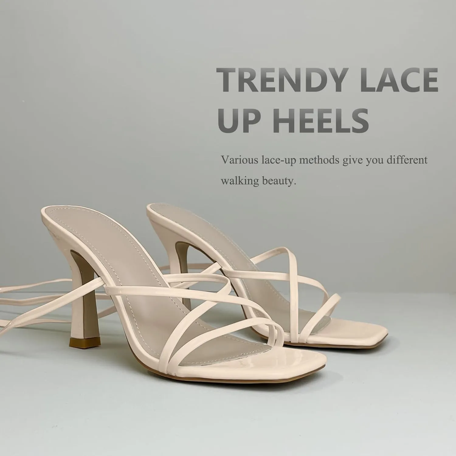Women’s Strappy Stiletto High Heeled Square Toe Sandals