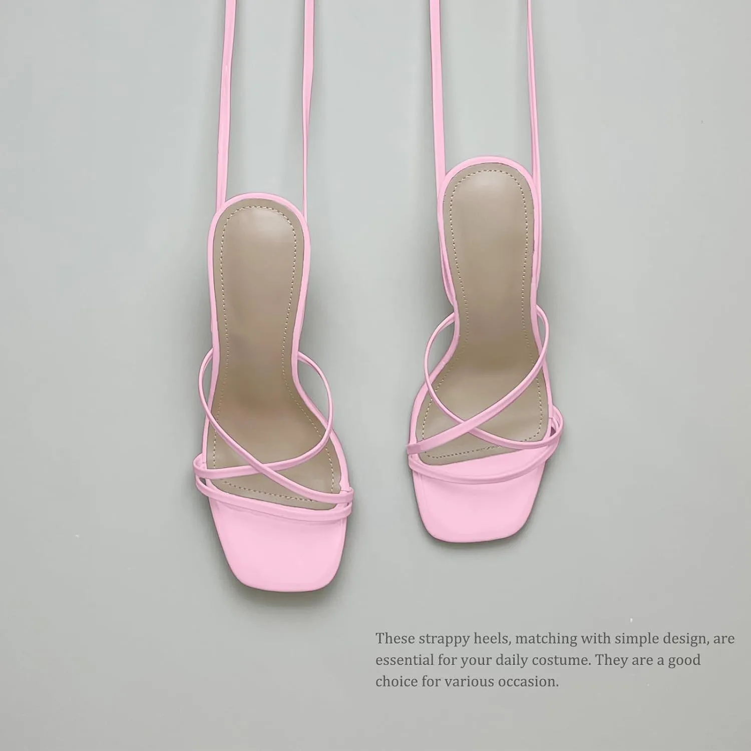 Women’s Strappy Stiletto High Heeled Square Toe Sandals
