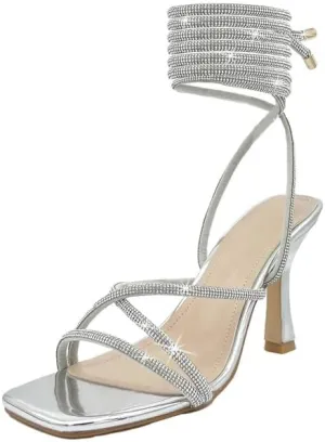 Women’s Strappy Stiletto High Heeled Square Toe Sandals