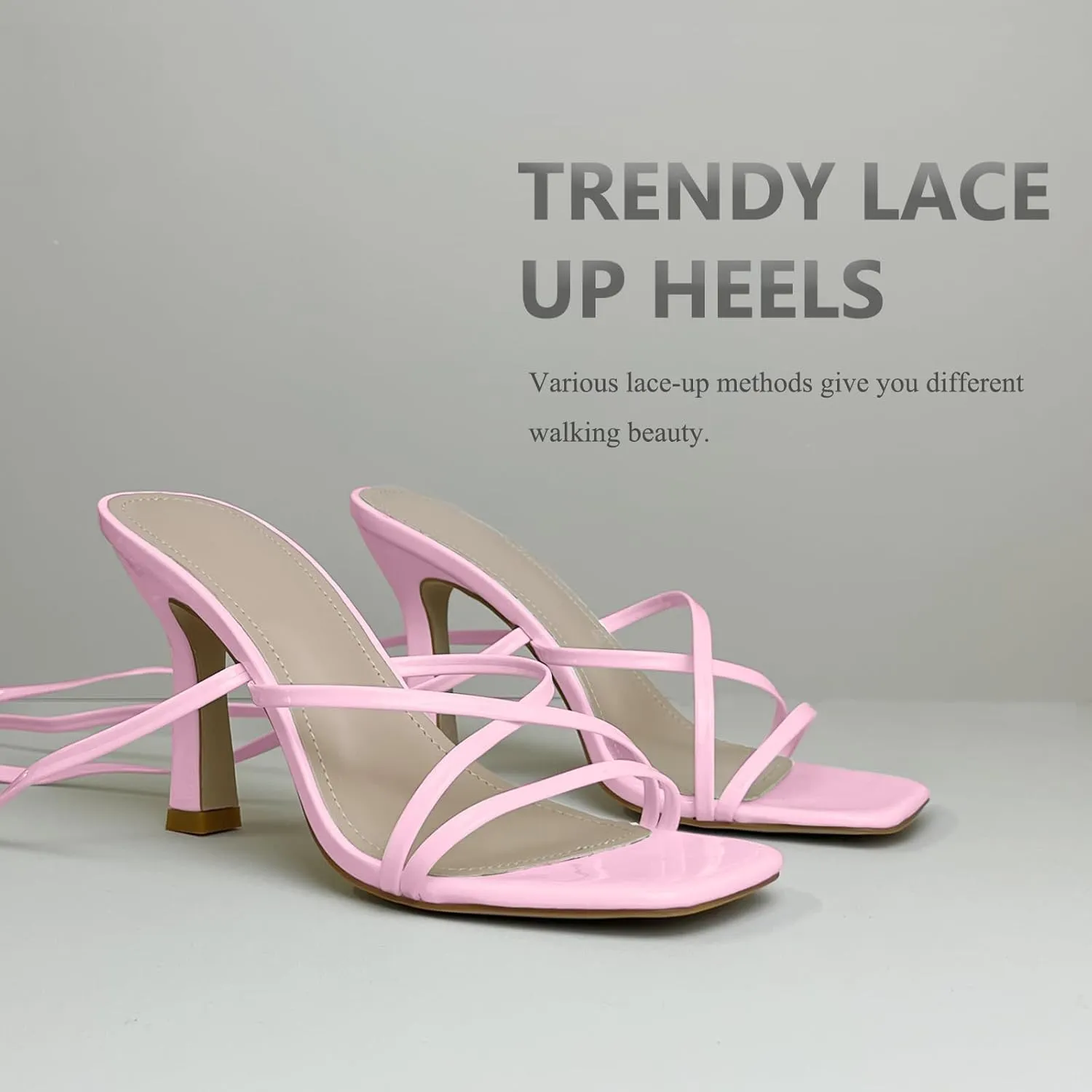Women’s Strappy Stiletto High Heeled Square Toe Sandals