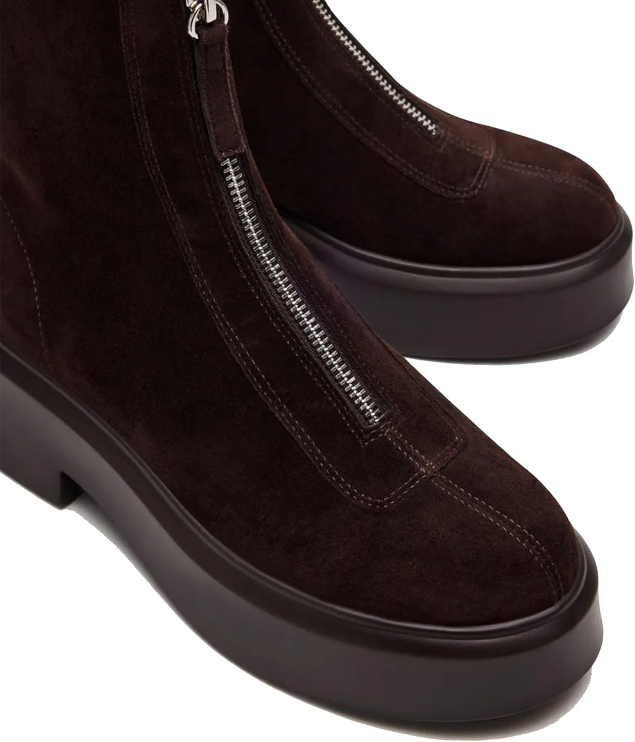 Women's Suede Platform Ankle Chelsea Boots - Comfortable, Casual, Chunky Low Heel, Front Zipper
