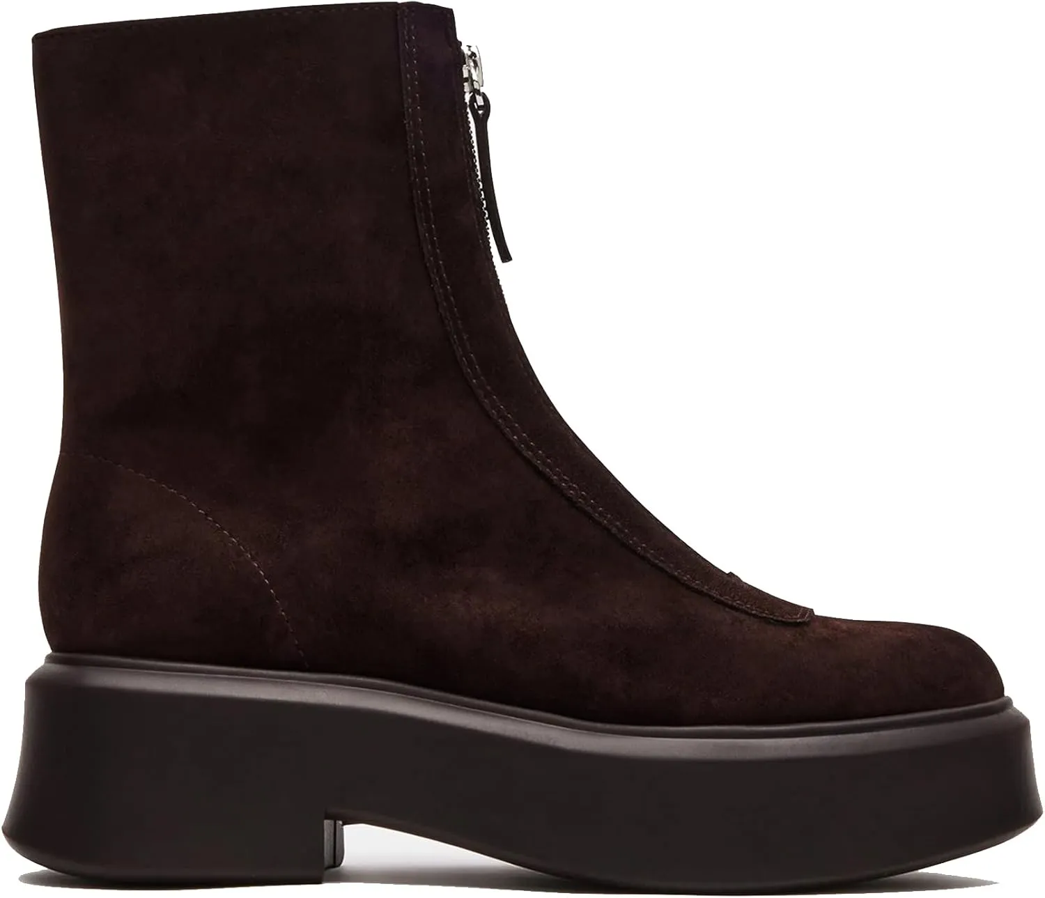 Women's Suede Platform Ankle Chelsea Boots - Comfortable, Casual, Chunky Low Heel, Front Zipper