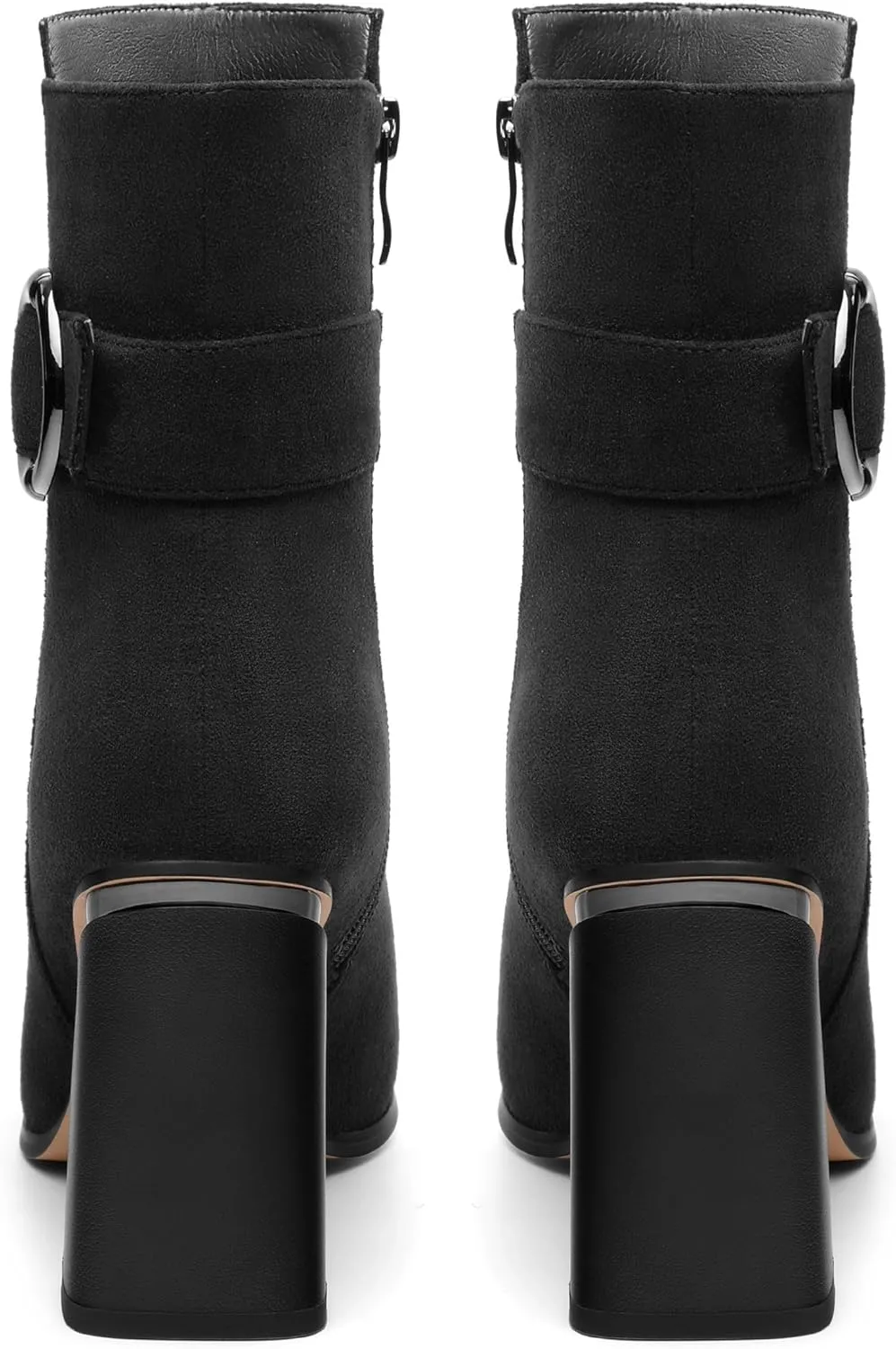 Womens Suede Zip Chunky Heel Ankle Boots,Pointed Toe Mid Block Heel Booties,Work Party Daily Boots 3.5 inch