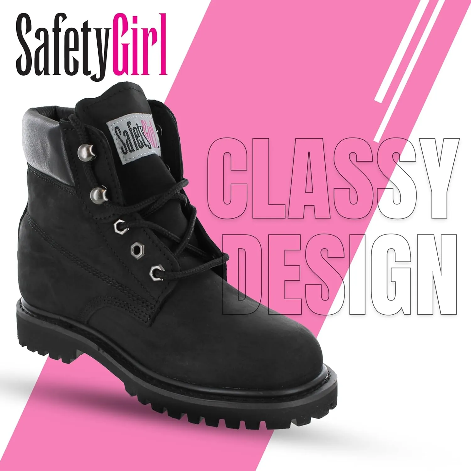 Women’s Work Boots | Waterproof Leather Work Boots for Women | Oil & Slip-Resistant Soft Toe Boots for Women | Premium Nubuck Leather | Lightweight and Comfortable | Black Leather - 7.5W